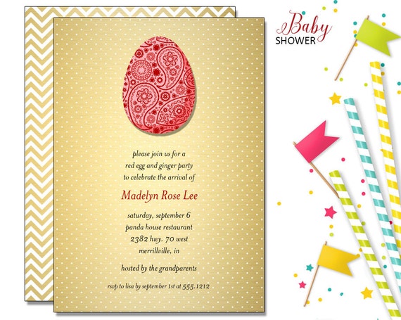 Red Egg And Ginger Party Invitation Wording 3