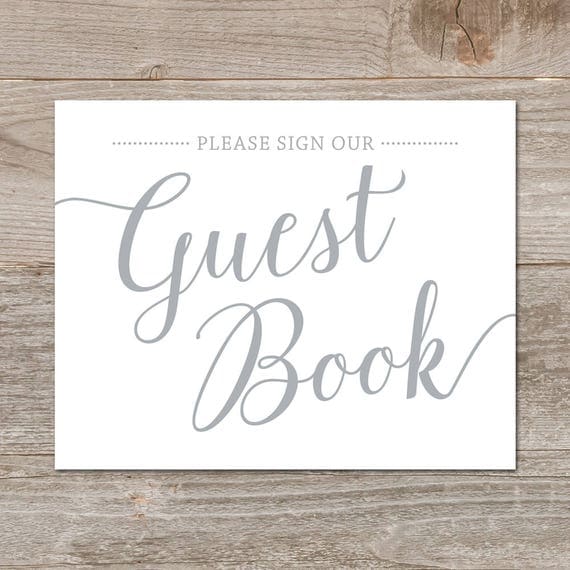 Printable Guest Book Sign Silver // Please Sign Our Guest Book