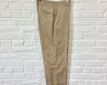 Vintage 1940s WWII US Army M37 M42 Double Stitched Chinos Cotton Khakis Trousers Pants. Size 30x26