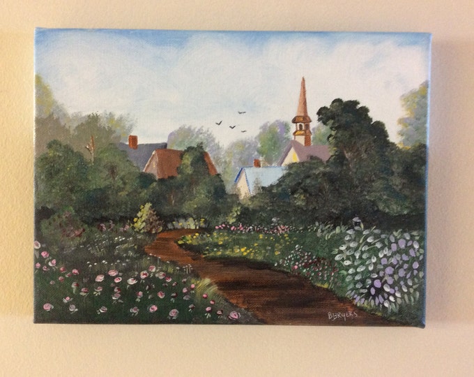 Church in the Woods, acrylic painting on canvas