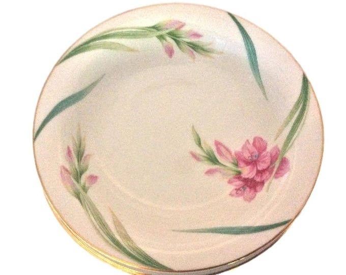 Vintage Noritake RC Nippon Toki Kaisha Porcelain Coupe Soup Bowls Pattern Name Karen - Soup Bowl Pink Flowers Gold Rim Set of 4