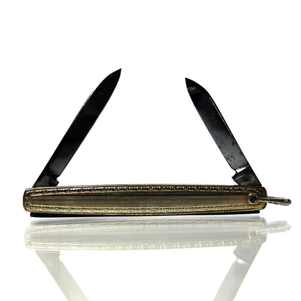 Vintage Watch Fob Pen Knife With Gold Top