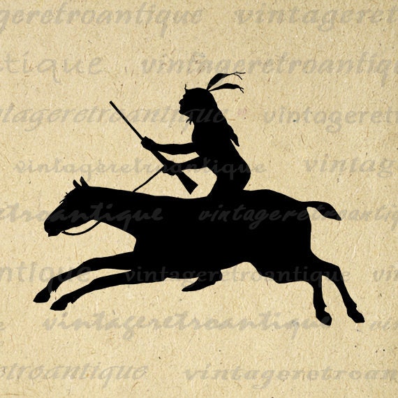 Items similar to Native American Indian Riding Horse Silhouette ...
