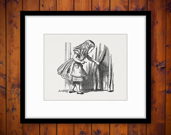 Digital Image Looking for the Door Printable Alice in Wonderland Graphic Download Vintage Clip Art Jpg Png Eps HQ 300dpi No.015