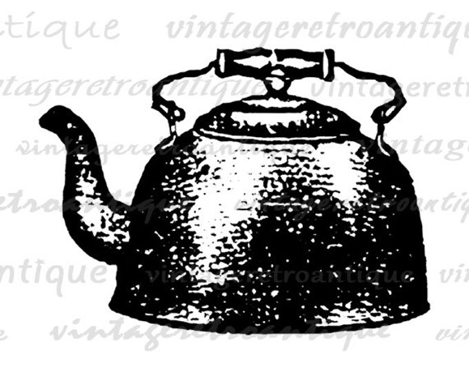 Printable Graphic Tea Kettle Download Antique Digital Teapot Image Vintage Clip Art Jpg Png Eps HQ 300dpi No.1291