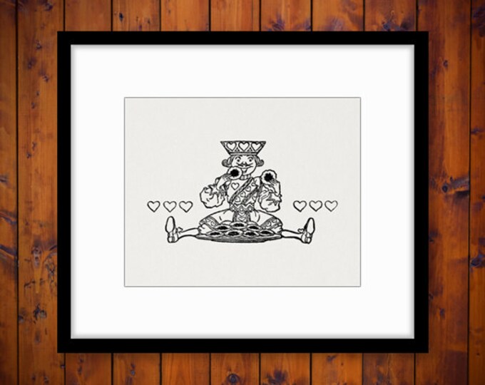 Alice in Wonderland King of Hearts Image Printable Digital Download Graphic Vintage Clip Art Jpg Png Eps HQ 300dpi No.2518