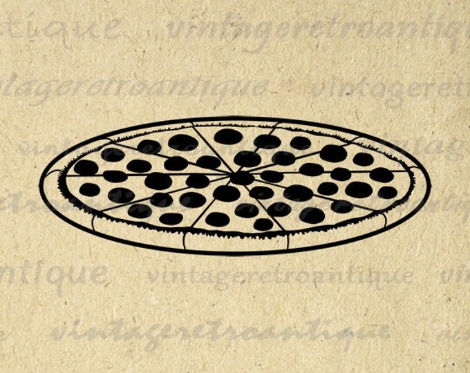 Printable Digital Pizza Download Pizza Image Graphic Illustration Vintage Clip Art Jpg Png Eps HQ 300dpi No.4433