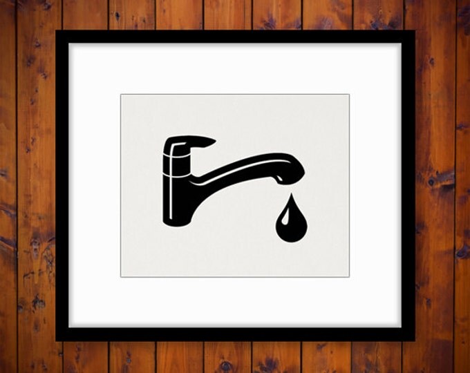 Printable Graphic Faucet Download Sink Faucet Bathroom Icon Image Digital Vintage Clip Art Jpg Png Eps HQ 300dpi No.4359