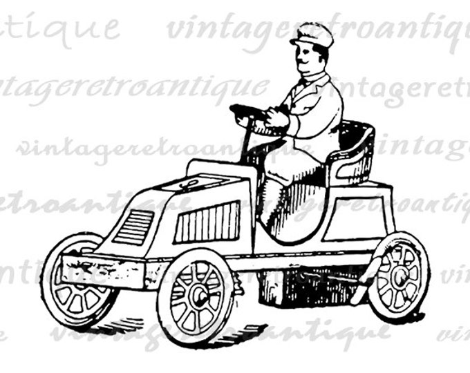 Antique Toy Car Digital Graphic Image Download Printable Vintage Clip Art Jpg Png Eps HQ 300dpi No.1806