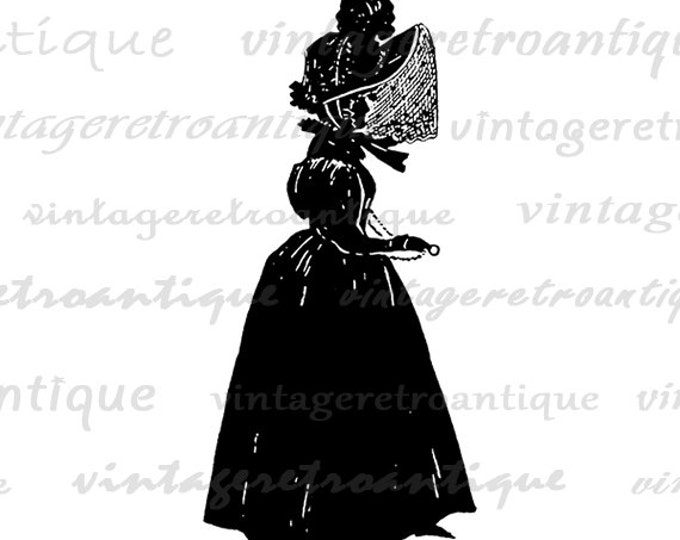 Antique Lady with Veil Image Graphic Printable Woman Girl Download Digital Vintage Clip Art Jpg Png Eps HQ 300dpi No.3574