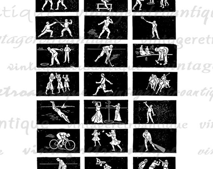 Digital Printable Sports Artwork Graphic Sports Collage Sheet Download Image Vintage Clip Art Jpg Png Eps HQ 300dpi No.4160