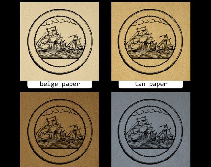 Boat Ship Circle Symbol Digital Graphic Printable Image Download Vintage Clip Art Jpg Png Eps HQ 300dpi No.2731