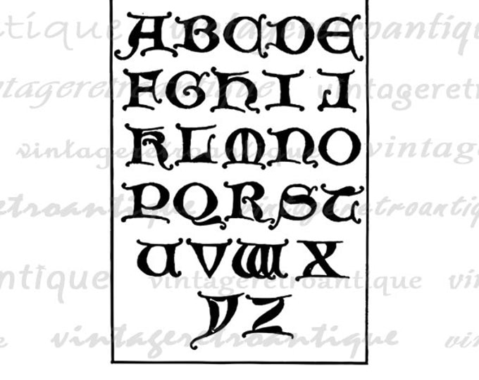 Printable Medieval Ancient Alphabet Digital Image Collage Sheet Download Graphic Jpg Png Eps HQ 300dpi No.1025