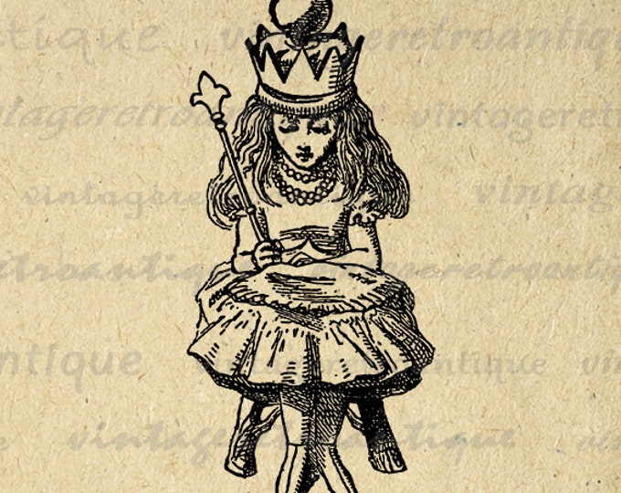 Digital Graphic Alice in Wonderland Printable Princess Queen Crown Image Alice Download for Transfers T-Shirts Pillows HQ 300dpi No.4675