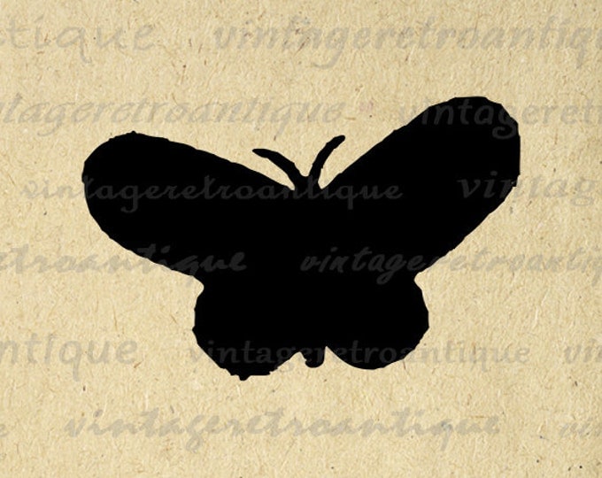 Digital Butterfly Silhouette Graphic Printable Butterfly Shape Download Butterfly Image Vintage Clip Art for Transfers etc HQ 300dpi No.4682