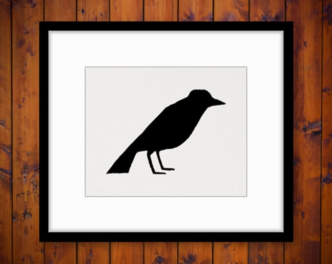 Digital Crow Silhouette Printable Download Bird Silhouette Image Animal Shape Bird Graphic for Transfers Tea Towels etc HQ 300dpi No.4690