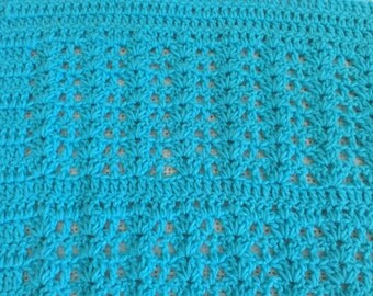 Aqua Crochet Blanket // Crochet Throw // Baby Blanket // Aqua Throw //Afghan, Throw, Wrap, Aqua Blue Crochet Throw Blanket
