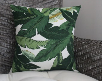 Palm Leaf Pillow - Tropical Leaf Pillow - Green Pillow - Patio Porch Pillow - Summer Decor - Indoor/Outdoor Pillow Cover - Beach Decor