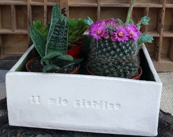 Garden box / scatola per piccolo giardino / scatola in ceramica fatta a mano / regalo per amica / regalo per lei / giardino a colori