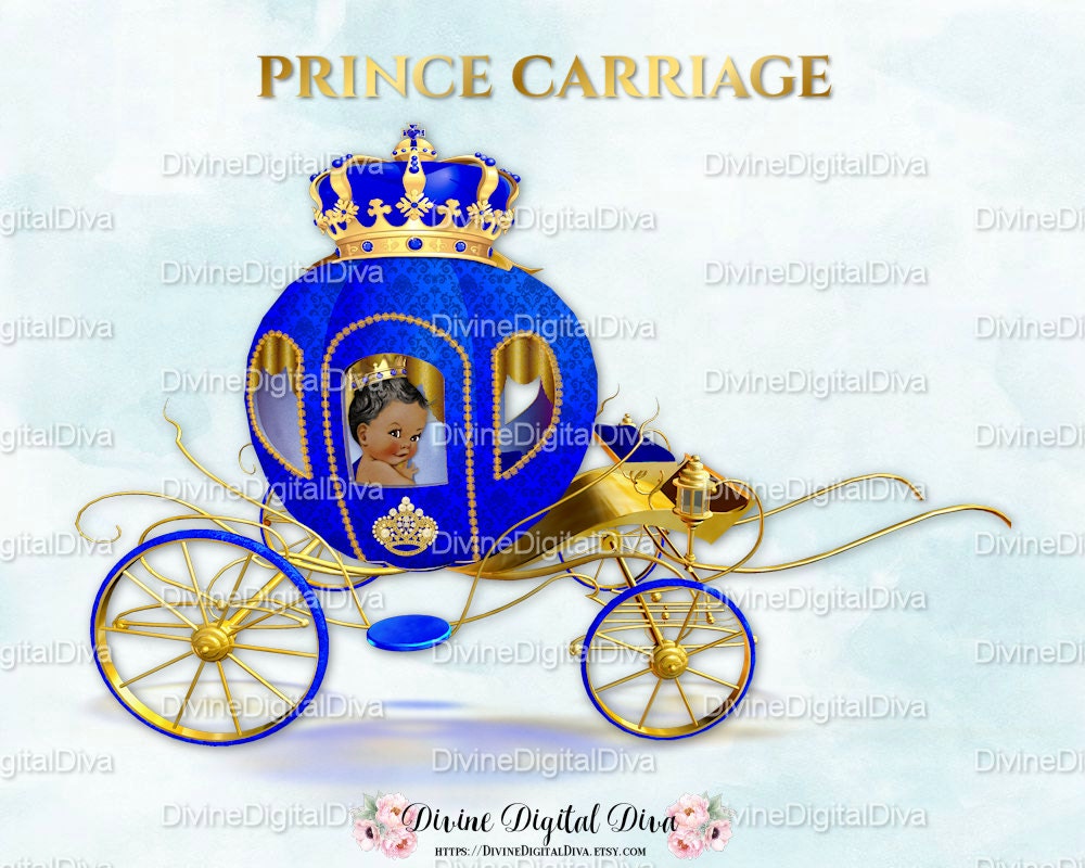 Little Prince Carriage Coach Royal Blue & Gold Ornate Crown