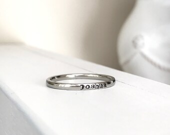 Custom name Ring name ring Stacking ring Personalized name ring 2mm stacking ring Stainless Steel mothers ring hypoallergenic