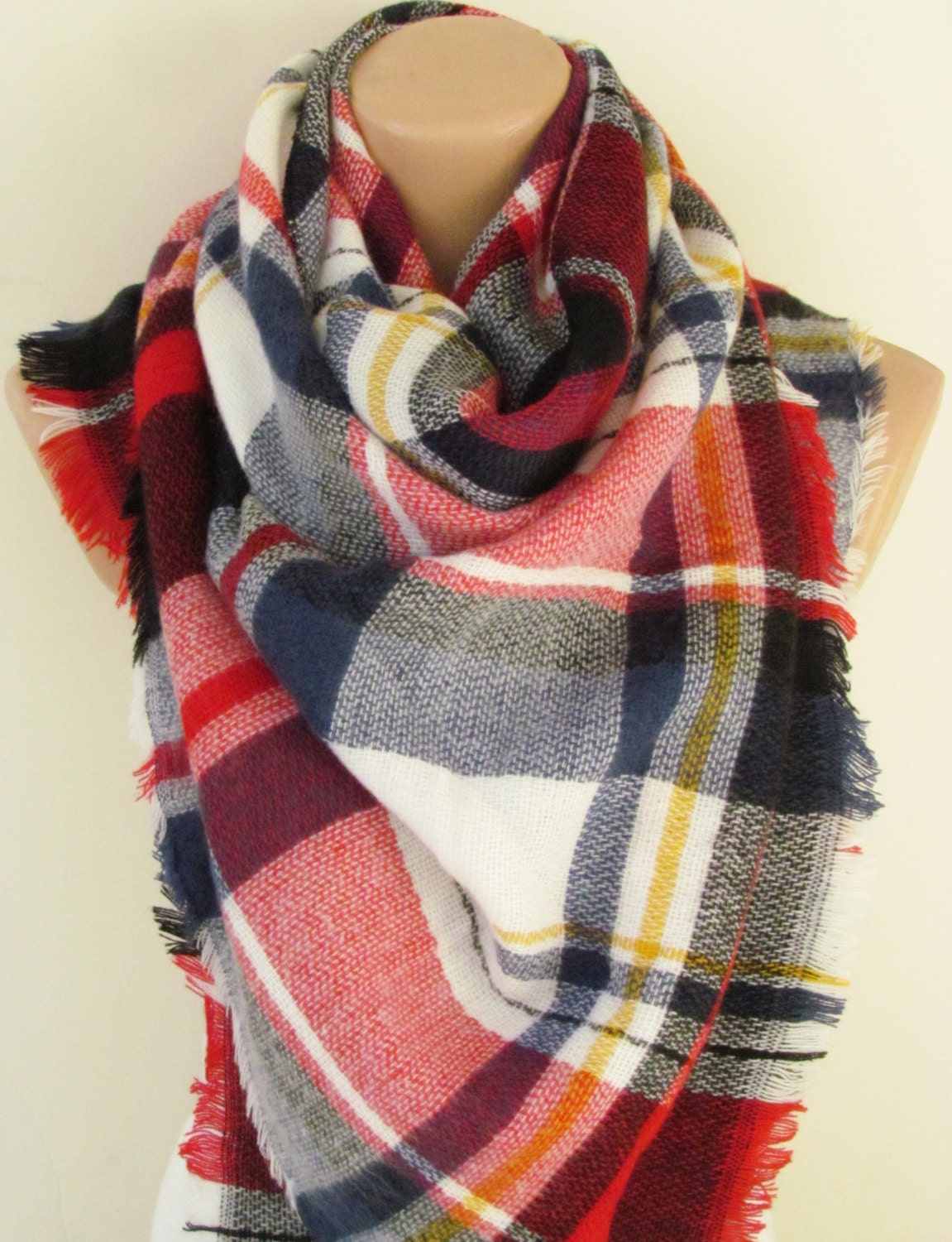 Plaid Blanket Scarf Blanket Scarf Tartan Plaid Scarf Tartan