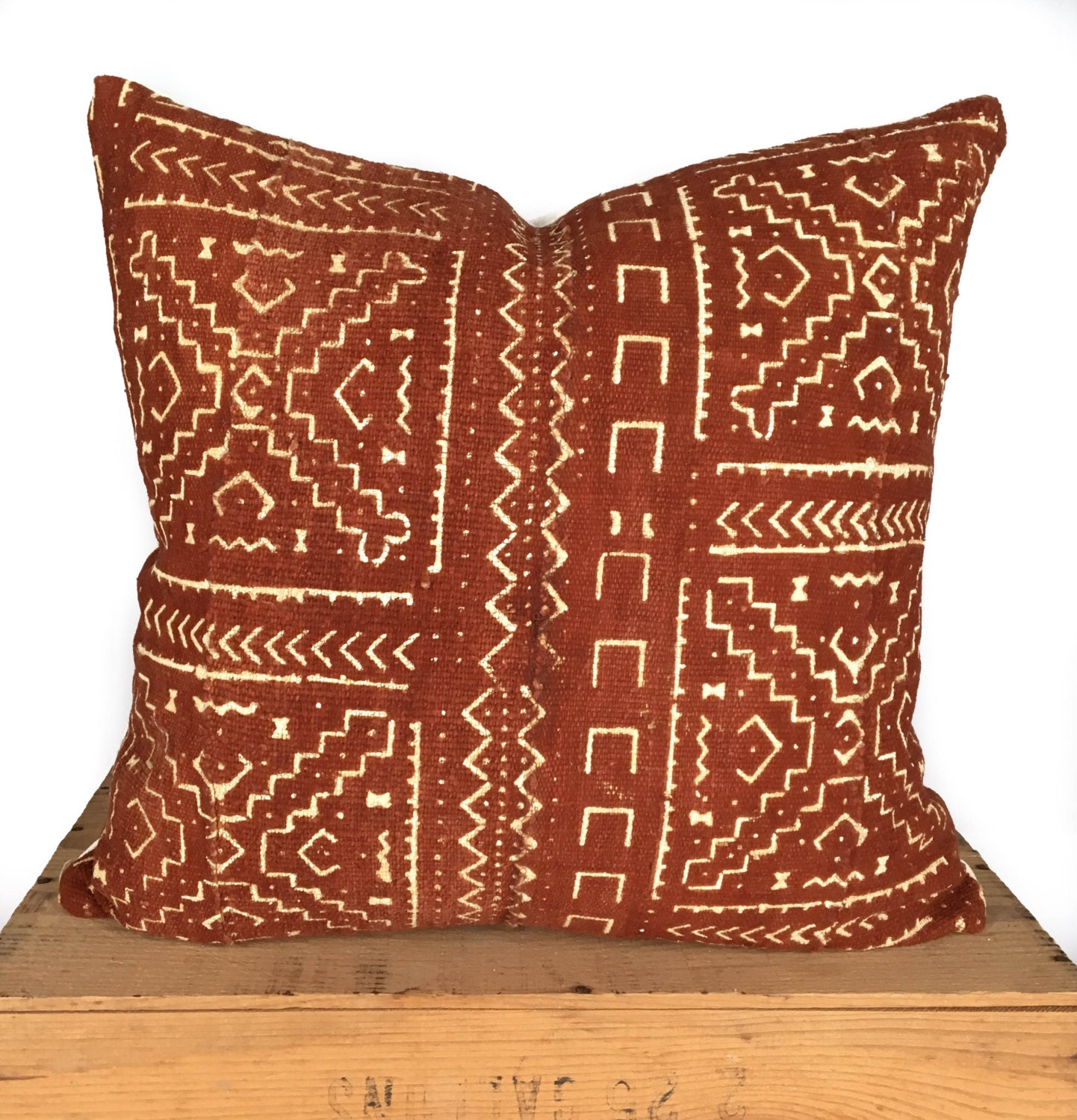 Rust Mudcloth Pillow Cover Authentic Mud Cloth by OneFineNest