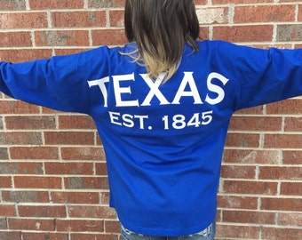 Texas Jersey, Game Day Jersey, Texas spirit shirt, oversized shirt, Texas cotton shirt, Texas gift, State shirt, oversized jersey