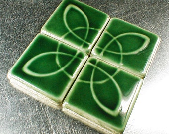 Backsplash tile, fireplace tile, accent tile, 2 x 2 tiles, green tile, handmade tile, decorative tile, ceramic kitchen tiles, wall hanging