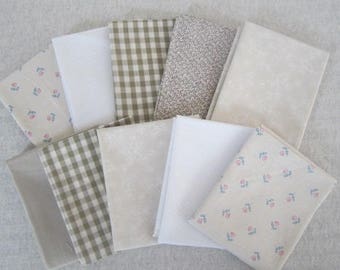 10 Fat Quarter Bundle Pack Vintage Fabrics Beige Cream Fat Quarter Bundle Beige Cream Colors Fabrics
