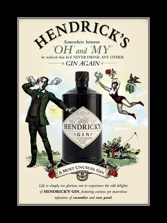 Hendrick's Gin Poster Kitchen Bar Art Gin Wall Art