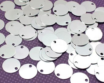 25 Pk - 3/4" Aluminum Stamping Blanks - 22 Gauge (.025") - .75 Inch Diameter - Shiny Anodized Finish - 3mm Hole - Round Circle Disc Blank