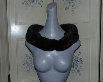Vintage Black Mink Stole, Length 34", Clips on both ends.