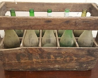 1 x FRENCH WINE CRATE with bottles!" - Genuine Wooden Original Vintage Crate industrial Wine Box Rustic Shabby Chic