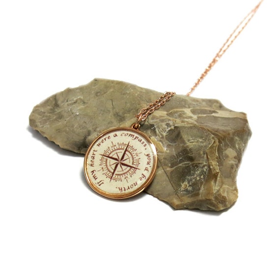 Compass necklace Personalized quote necklace Travel