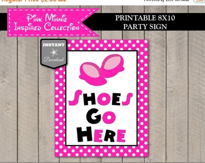 SALE INSTANT DOWNLOAD Hot Pink Mouse Printable 8x10 Shoes Go Here Party Sign / Hot Pink Mouse Collection / Item #1740