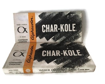 2 Boxes Alphacolor CHAR-KOLE Weber Costello Compressed Charcoal, No 09-167-00