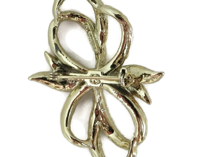Vintage Gerry's Gold Tone Pebbly Bow Brooch