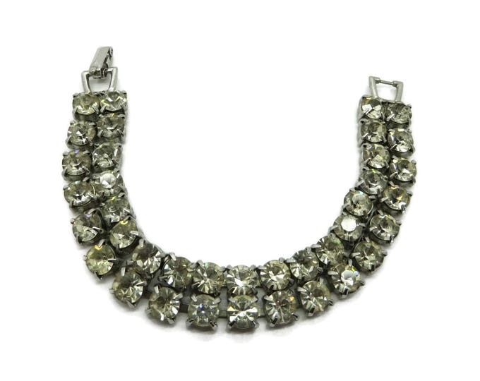 Tennis Bracelet, Rhinestone Bracelet, Vintage Weiss Bracelet - Double Row Rhinestone Silver Tone Bridal Jewelry, Signed Weiss Jewelry