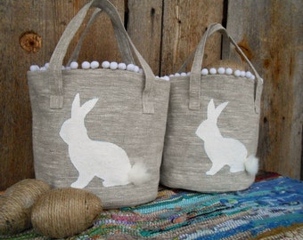 Personalized Easter Basket Burlap Easter Basket Easter Basket Easter Bunny Basket Easter Decor Egg Hunt Basket Rustic Easter Easter Rabbit