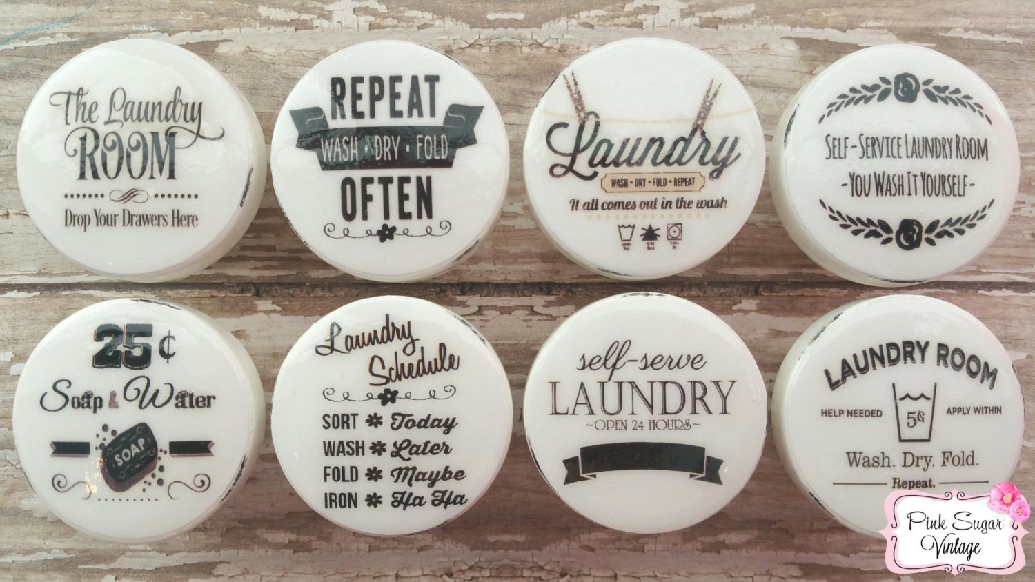 LAUNDRY ROOM KNOBS Drawer Pulls 1 Vintage Look Paris France