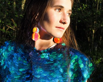 Double Pom Pom Earrings