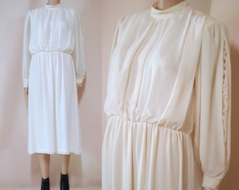 70s Angelic Cream Lace Dress (S)