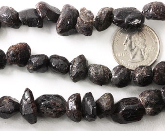 Garnets Rough Cut Nuggets; 6mm to 13mm Center Drilled;Your Choice of 5 or 10 Nuggets; Freeform Natural Unique KJ