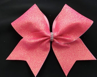 Super Glitter Coral Cheer bow