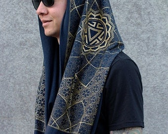 Vitality Infinity Scarf - Bamboo and Organic Cotton - Manipura Chakra - Sacred Geometry Headwear