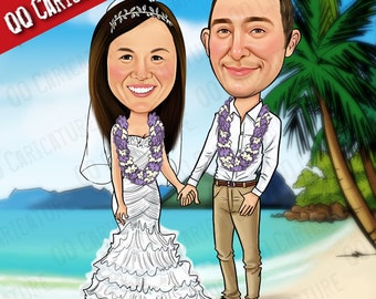 2 Persons Custom Caricature with Background (style#01)