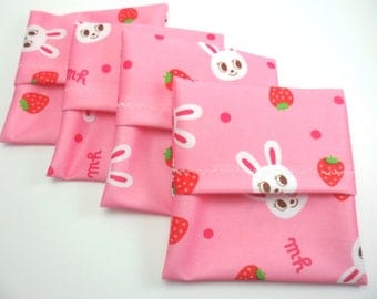 1 Pad wrapper 4 x 4 inch approx for a cloth pad. Bunny print PUL.
