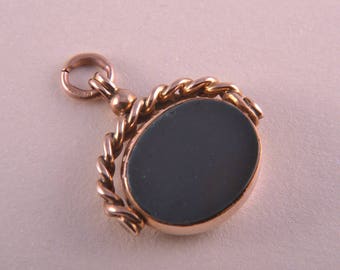 9ct Rose Gold Victorian Swivel With Bloodstone (158s)