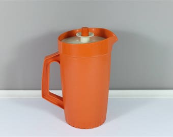 Vintage orange Tupperware Juice Pitcher - Vintage Tupperware Juice Jug - Tupperware pitcher 874-7